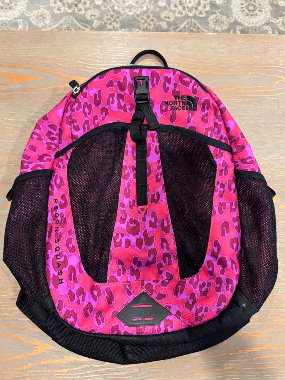 The North Face Kids Pink Purple Leopard Backpack